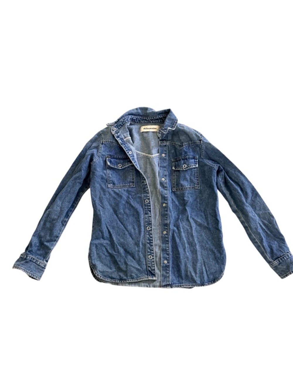 Reformation faded blue denim shirt jacket